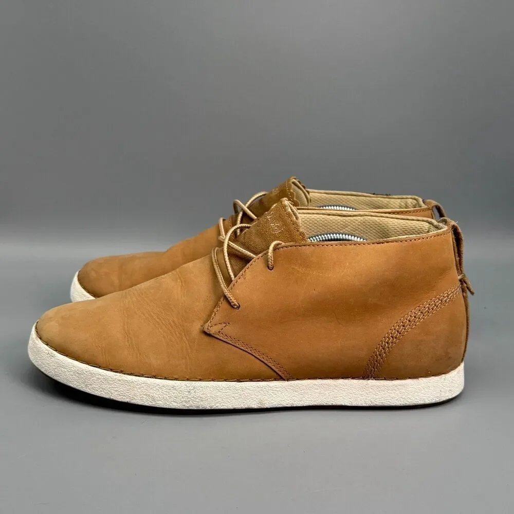 OluKai Kupono Men's 11.5 Brown White Leather Lace-Up Outdoor Chukka Boots